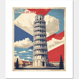 Leaning Tower of Pisa Italy Vintage Tourism Travel Poster Posters and Art